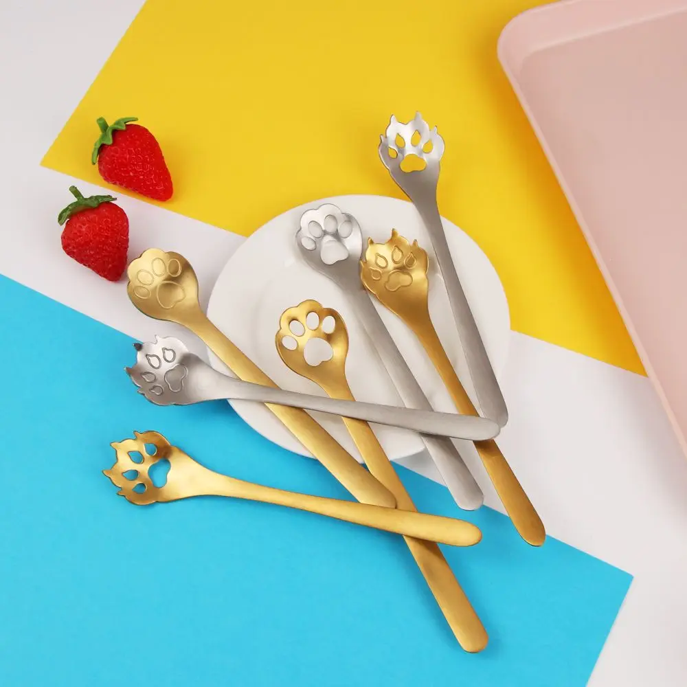 

Coffee Stirring Spoon Stainless Steel Cat Claw Ice Cream Honey Desert Sugar Spoons Tableware Kitchen Tools