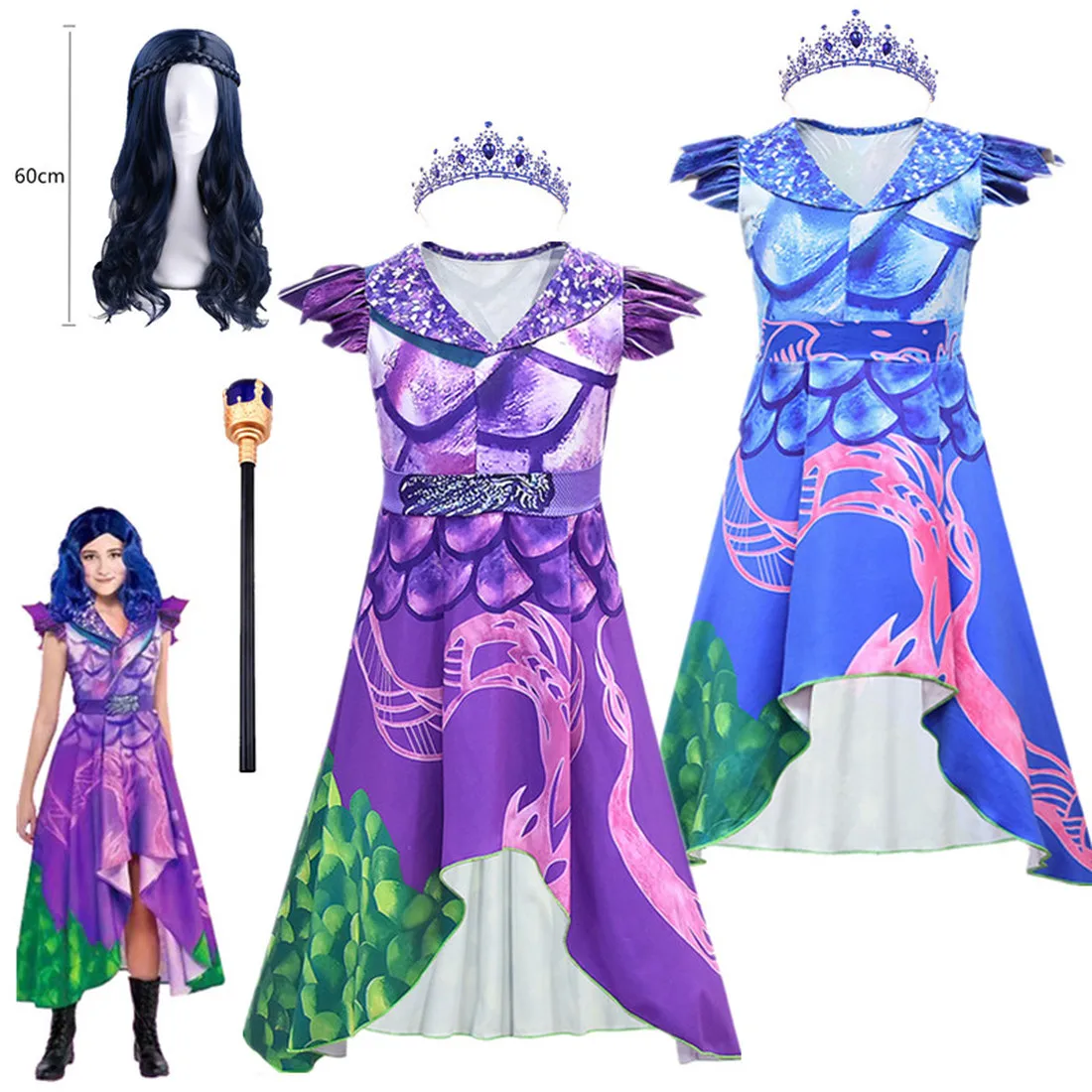Платье для косплея Evie descendants 3 Mal Фантастические Костюмы летняя детская одежда дня