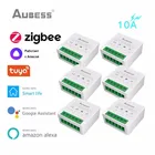 Умный выключатель Aubess ZigBee Tuya, мини-выключатель для автоматизации умного дома, с поддержкой модуля сделай сам, двухстороннее управление, работает с Alexa Alice