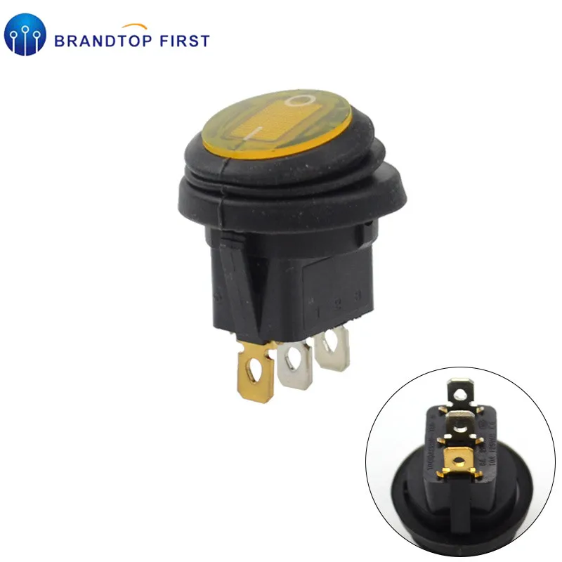 220v yellow 1 шт., водонепроницаемая кнопка, 12 В, 220 В, светильник, кулисный переключатель, 20 мм, в форме лодки, Круглые, 3Pin, серебристые, точечные переключатели - Цвет: 220v yellow