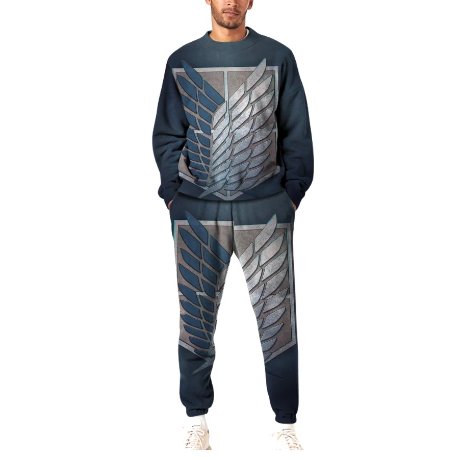 

Men's sweater casual new round neck long-sleeved youth fashion slim sweater suit two-piece men's round neck pullover sweater