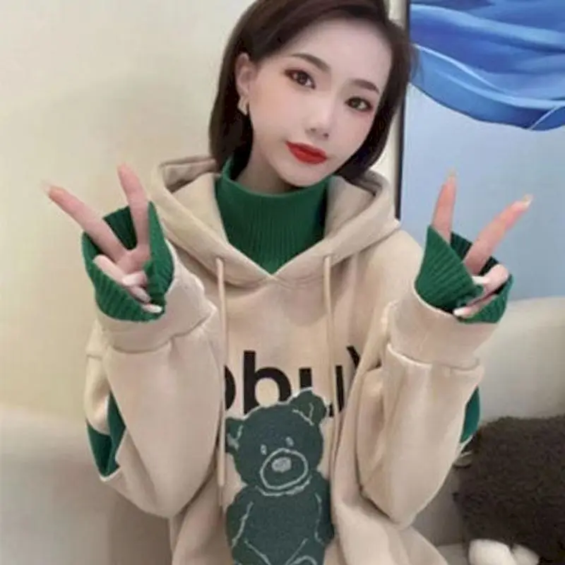 Осенне-зимние модные повседневные комплекты с капюшоном женский бархатный