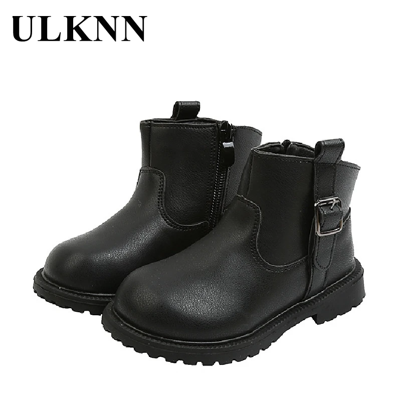

ULKNN Kids Leather Martin Boots Children‘s Girls Soft Outdoor Shoes Baby Winter Shoes Flat Fashion Boots Todder 4-12 Years 2021