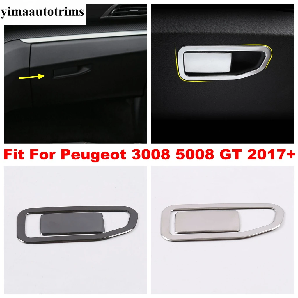 

Stainless Steel Interior Car Glove Storage Box Handle Sequins Decor Cover Trim Accessories For Peugeot 3008 5008 GT 2017 - 2022