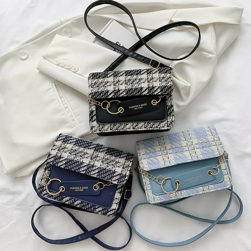 

Сумка-мессенджер женская из искусственной кожи, с принтом в клетку