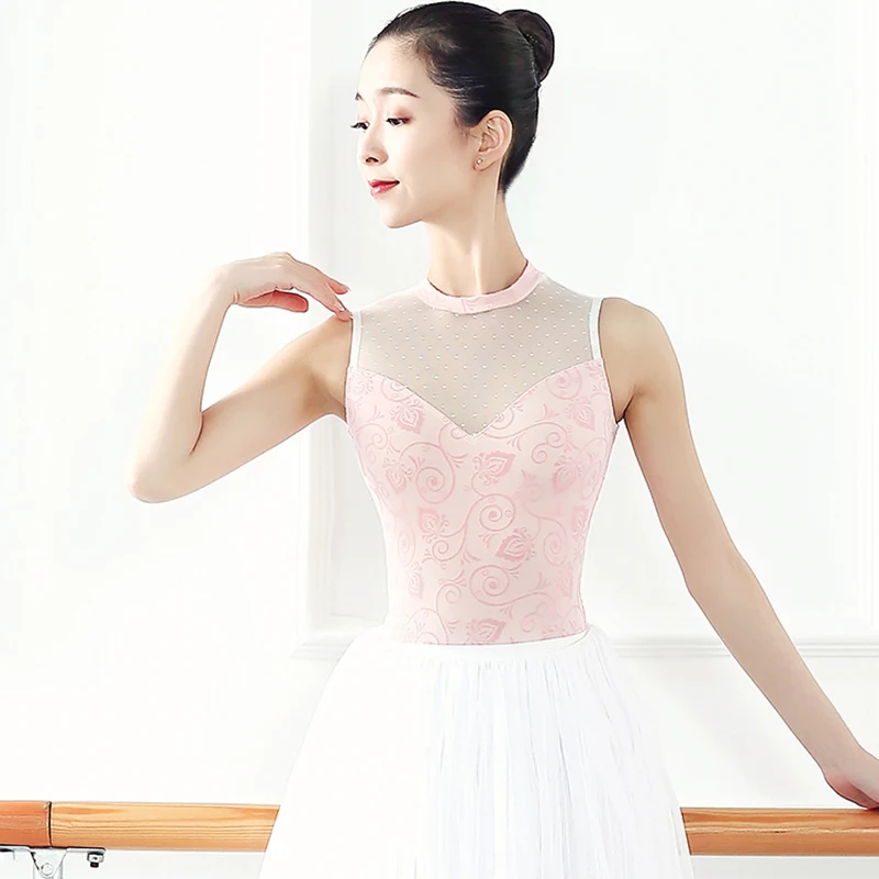 Ballet Leotard Women Floral Dance Adult Gymnastic Ballerina Dot Mesh Back Leotards for Tank | Тематическая одежда и