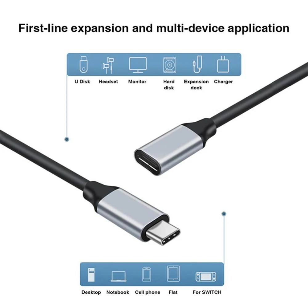 5A 100W Type C 10Gbps Gen2 USB 3.1 to USB-C Type-C Extension Data Quick Charging Cable Extender Cord For Macbook Laptop Phone |
