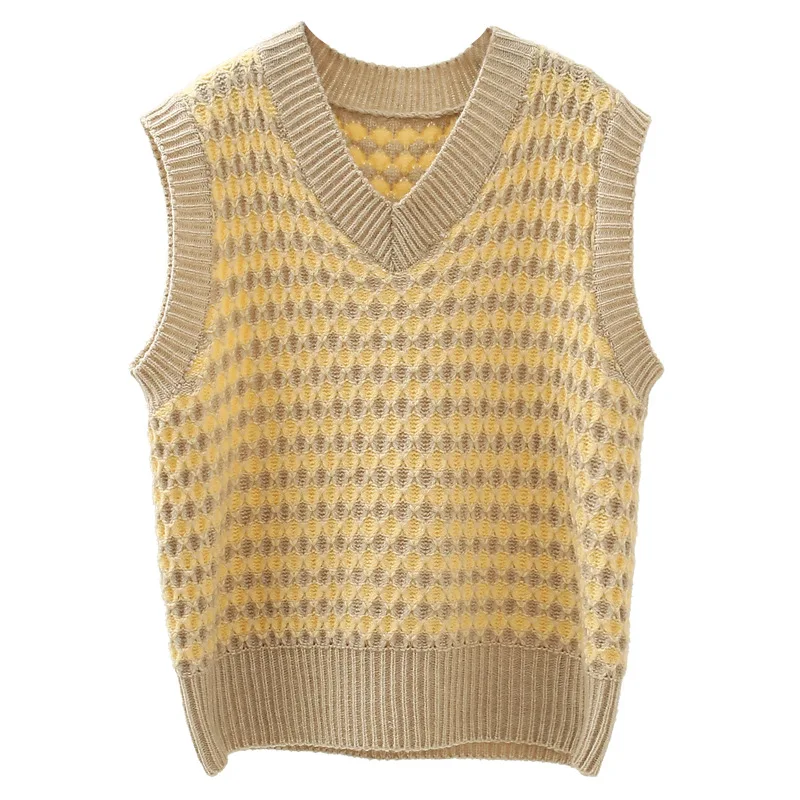 

Women Sweater Pullover 2021 Women Khaki Sleeveless Korean Pullover Warm Autumn Winter Casual Pink Jumper Loose Sweaters Oversize