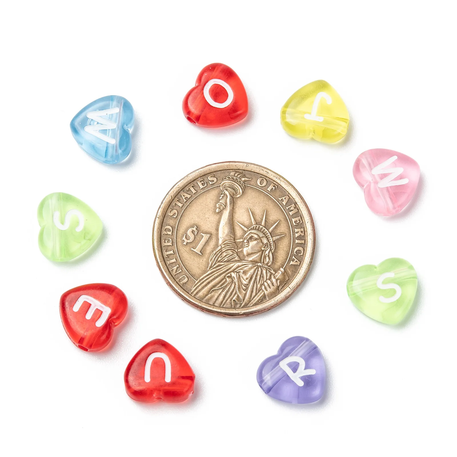 100 шт прозрачный Акриловый Алфавит сердца бисер смешанный цвет для ожерелья