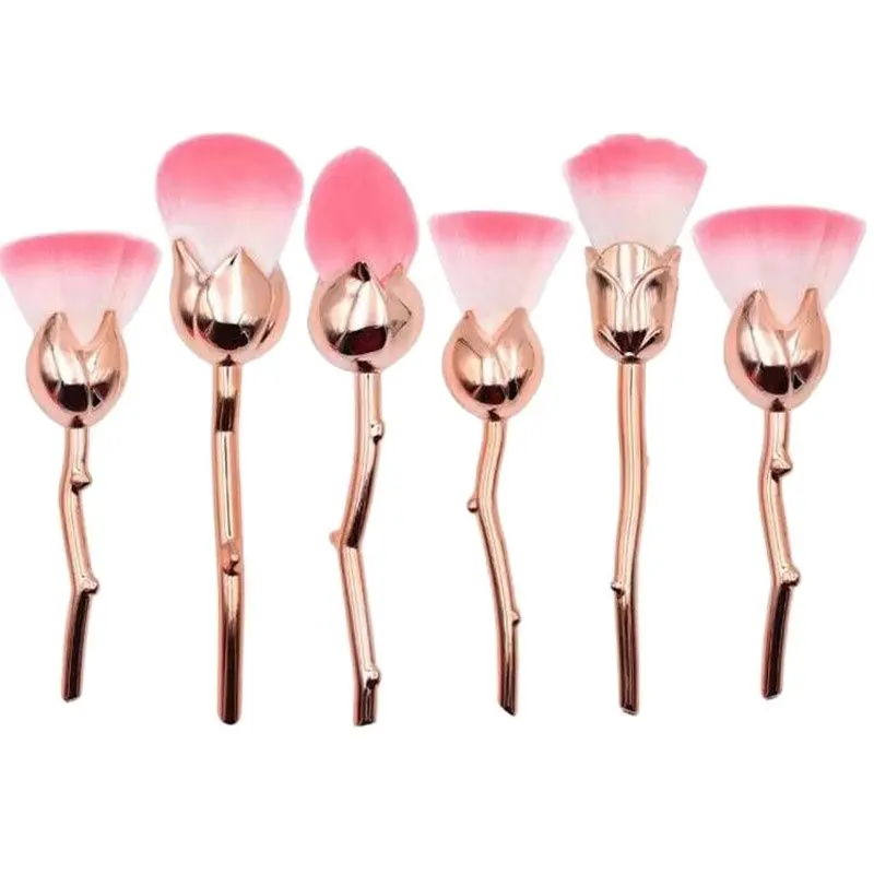 6 шт./компл. кисти для макияжа в розовом стиле золотистые шелковистые мягкие с