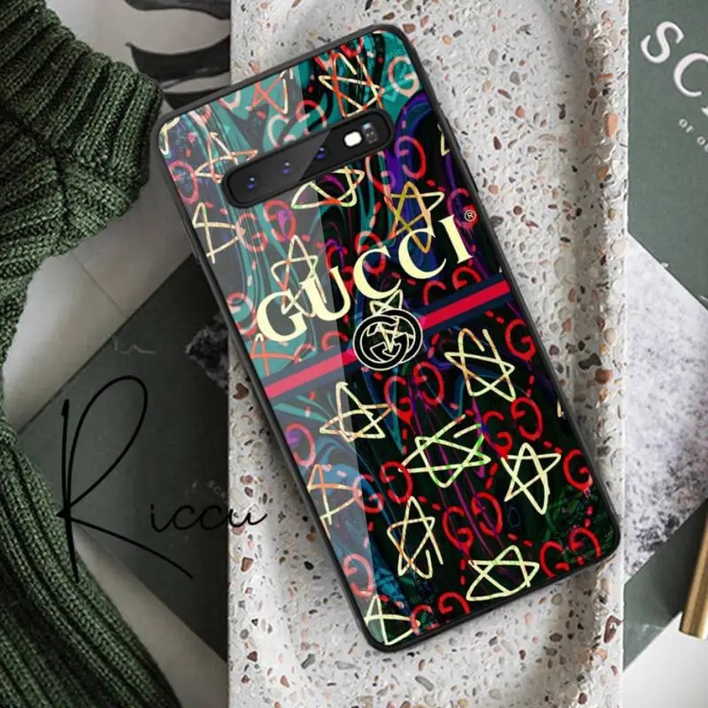 

Italian Luxury brands gucces Phone Case Tempered Glass For Samsung S20 Plus S7 S8 S9 S10E Plus Note 8 9 10 Plus A7 2018