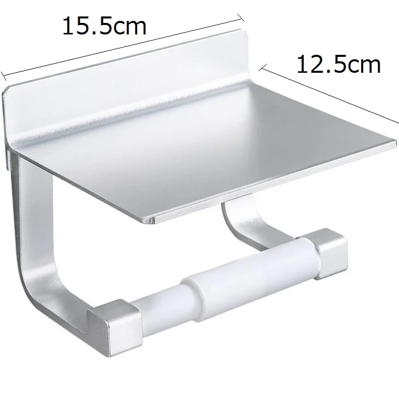 toilet paper punch free holder with phone shelf wall mounted bathroom accessories tissues roll dispenser aluminum free global shipping