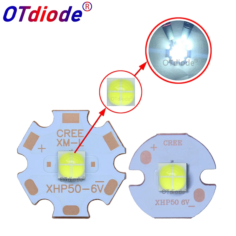 10PCS China XHP50 Cold Whtie 6500-7000K LED Diode Emitter 6V12V on 16mm 20mm MCPCB DTP Copper Board Plate replace 18W CREE | Освещение