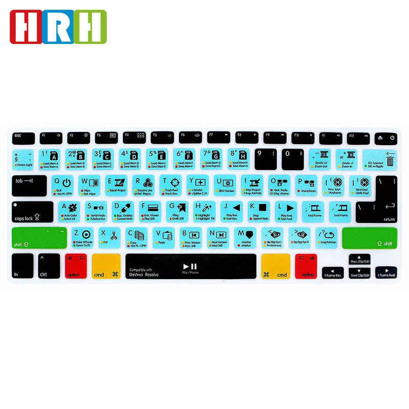 Функция горячих клавиш HRH DaVinci защита для клавиатуры чехол Mac Air Pro Retina 13 15 17EU/US|skin for