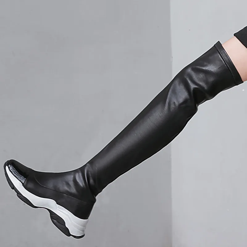 Buonoscarpe/осенне-зимние спортивные женские Стрейчевые сапоги теплые облегающие до