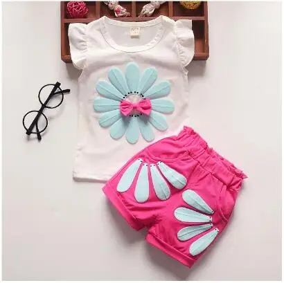 Летний спортивный костюм для девочек BibiCola комплект одежды маленьких | Детская