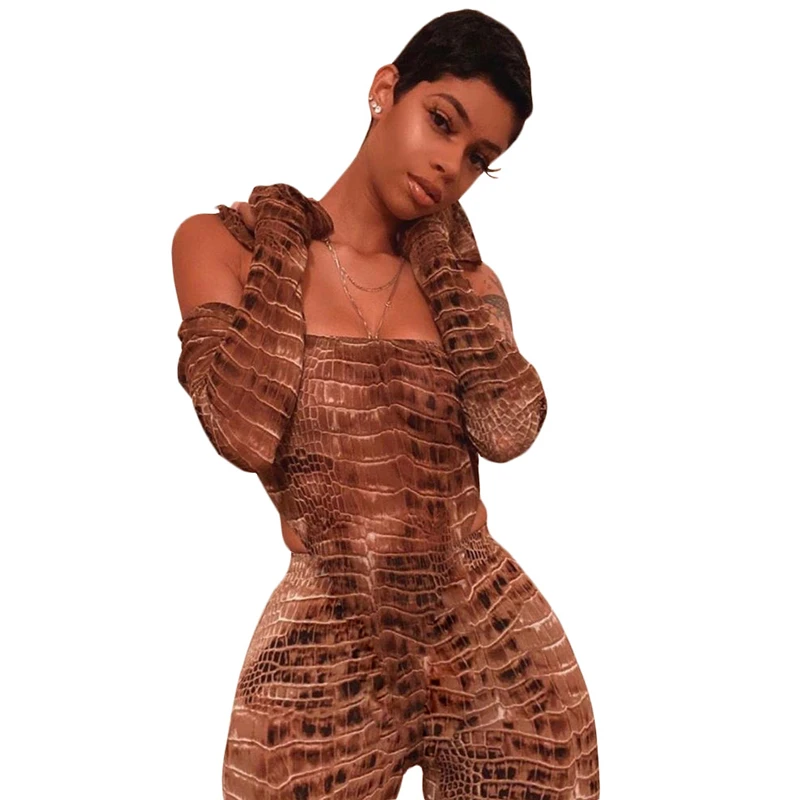 Женский сетчатый комбинезон с расклешенными штанинами Adogirl прозрачный буквенным