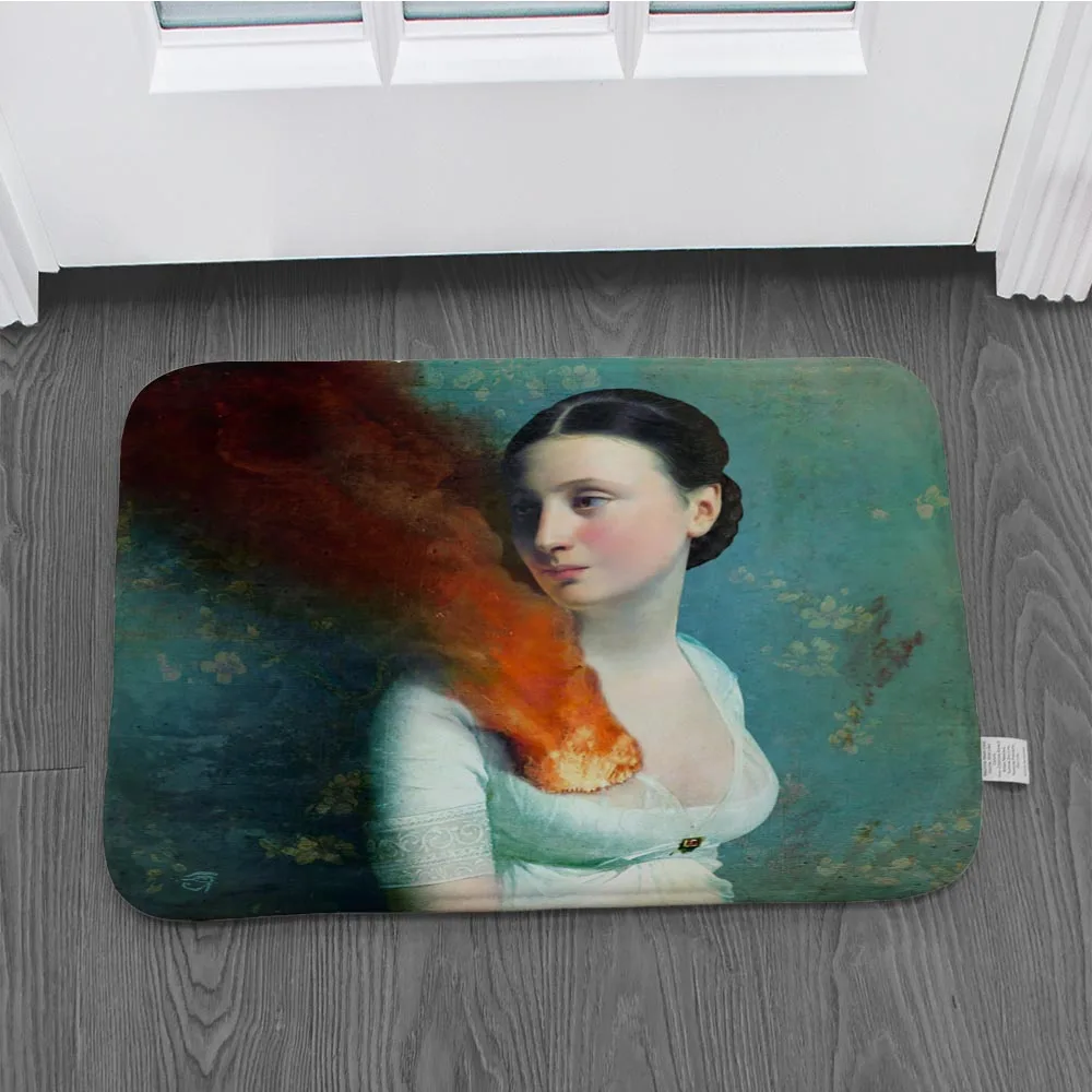 Женский нескользящий коврик с графическим принтом фланелевый напольный для