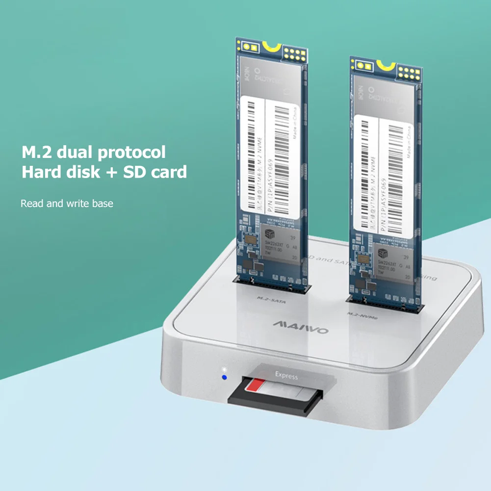 MAIWO K3016SD US/EU Plug M.2 SSD док станции Dual Bay SATA/NVMe SD кард ридер станция 10 Гбит/с