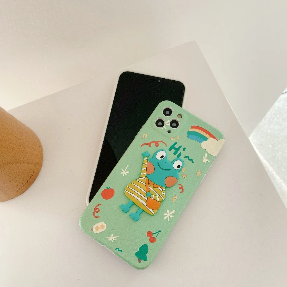 

sumkeymi Phone Case for IPhone 11 12 Pro XS Max Case Soft Cartoon Bear Holder Cover for IPhone 7 8 Plus SE 2020 Fundas
