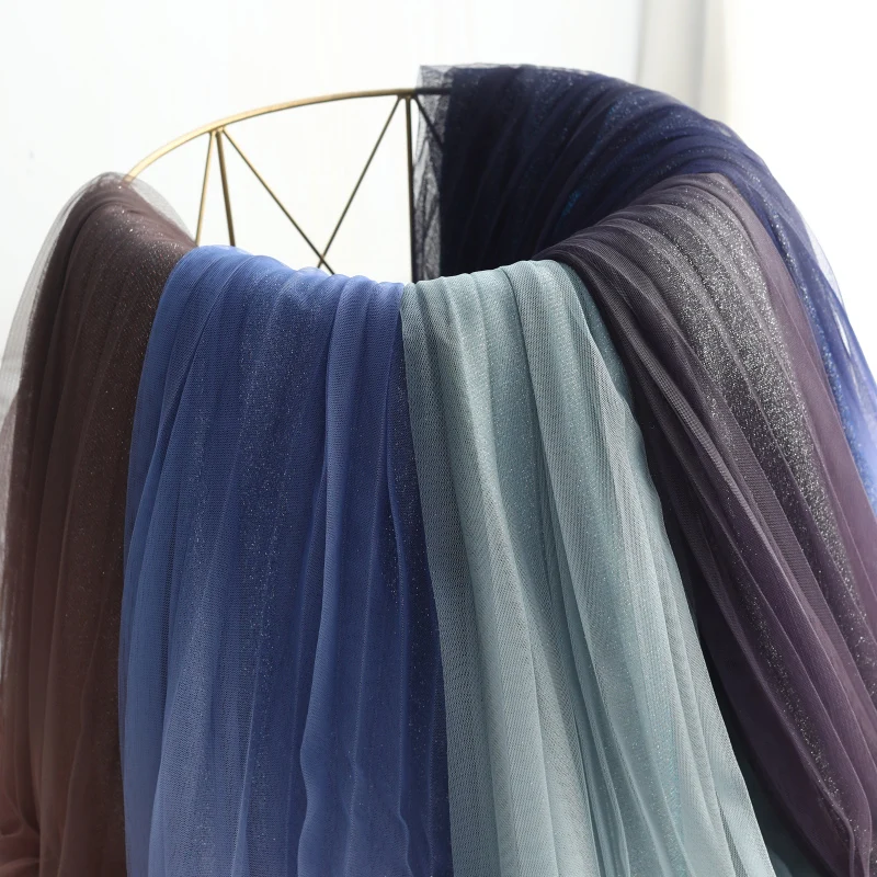 

Star Sky Blue Yarn Skirt Women's 2021 Spring And Summer Medium Length Wersatile A-Line Gradient Pleated Good Quality Elegant
