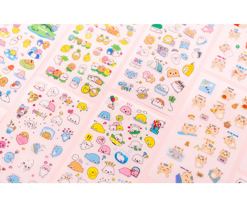 6 листов DIY Kawaii ПВХ мультфильм канцелярские наклейки Скрапбукинг для украшения фотоальбома дневника