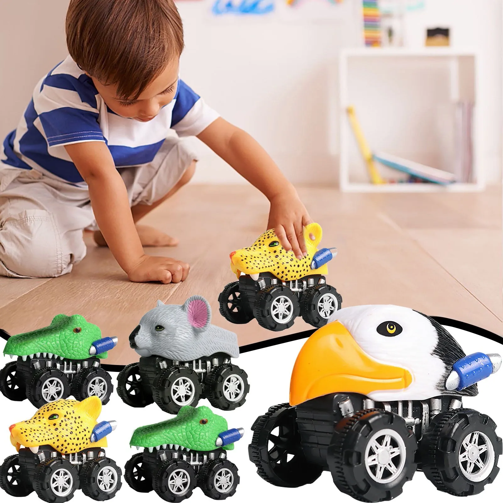 

Cute Animal Four-wheel-drive Inertial Sport Utility Vehicle Children's Animal Toy Car Model Children's Birthday Gift Boy Toys