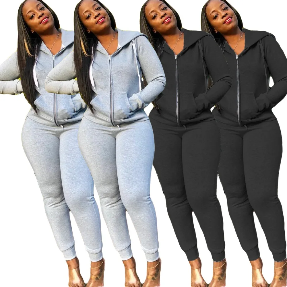 Женский Облегающий комбинезон с длинным рукавом серый черный из двух предметов в