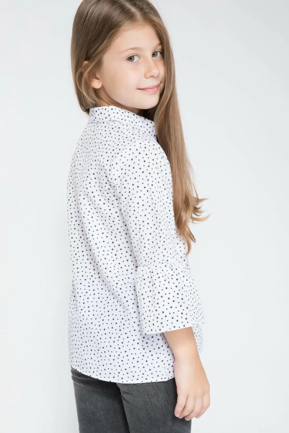 Дефакто Модная рубашка с длинными рукавами для девочек топы высокого качества в