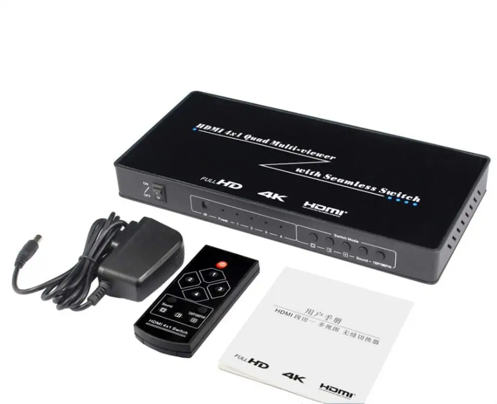 4X1 HDMI Multi-viewer HDMI Quad Screen Real Time Multiviewer with HDMI seamless Switcher function Support 3D 4K