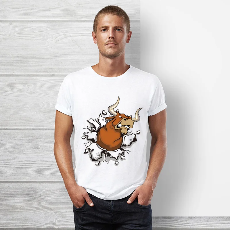 

seestern Angry Cattle t shirt men Casual Fashion Men's Basic Short Sleeve T-Shirt boy girl hip hop t-shirt top tees