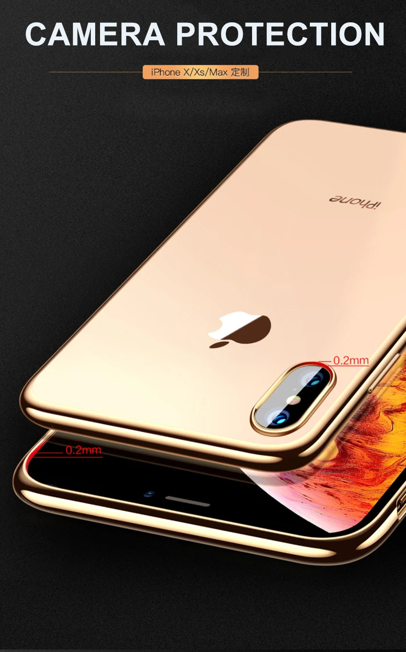 Роскошное Гальванопокрытие, хромированный Прозрачный чехол для iPhone XS MAX XR 8 7 6s 6 Plus 5S SE, прозрачный позолоченный чехол