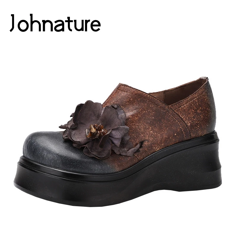 Johnature туфли-лодочки на платформе и каблуке в стиле ретро женская обувь из