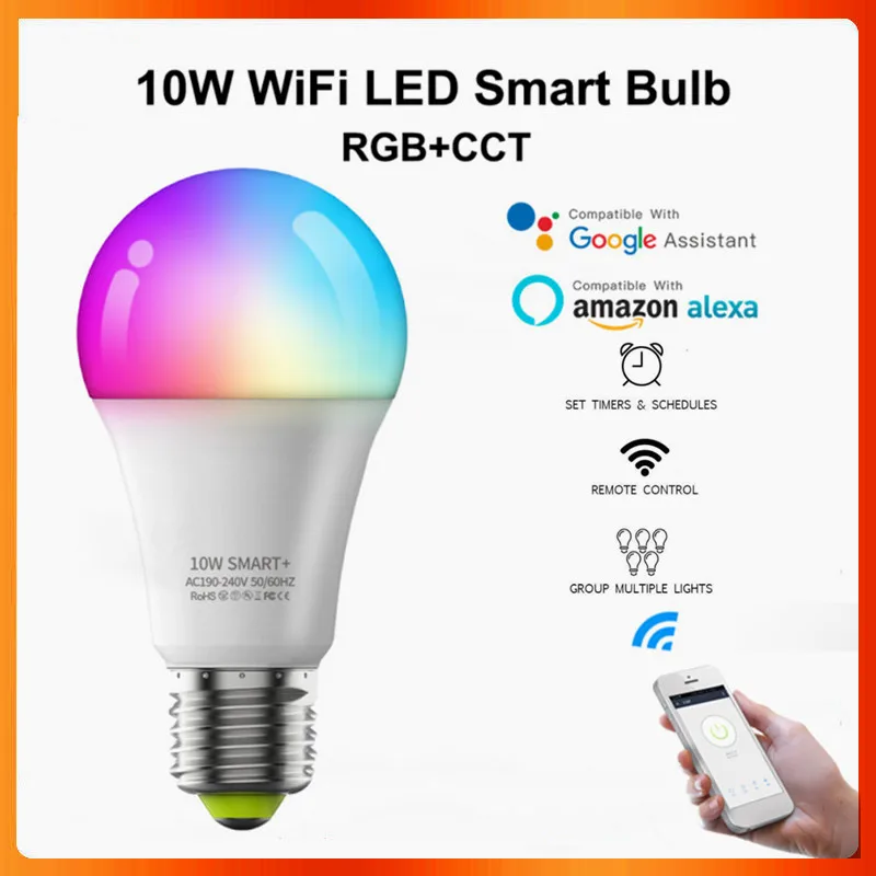 

Умсветильник светодиодная лампочка E27 с Wi-Fi, Bluetooth, 10 Вт