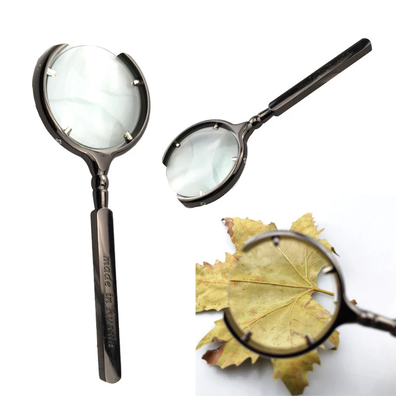 

8X 10x Magnifier Bronze Crescent-Shaped All-Metal Rimless Glass Lens Antique Gift Metal Magnifying Glass Jewelry Appreciation
