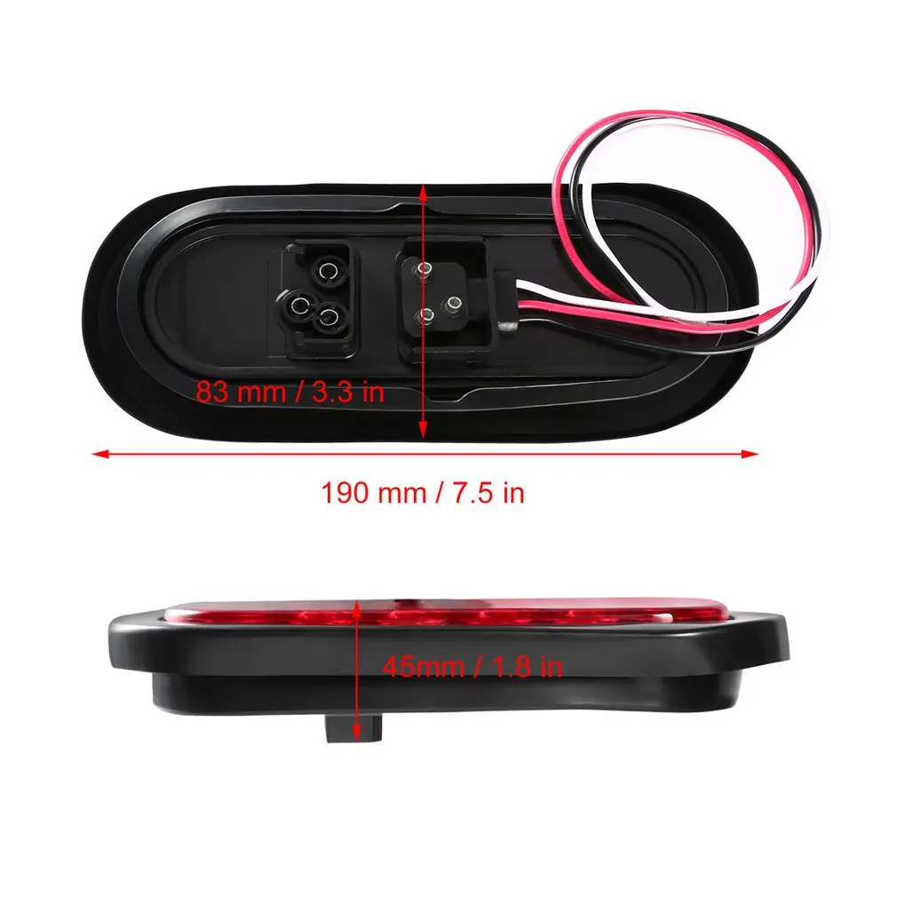 

OUTAD Red Oval Sealed LED Turn Signal and Parking Light Kit for Truck Trailer Turn Stop and Tail Light Waterproof 2PCS