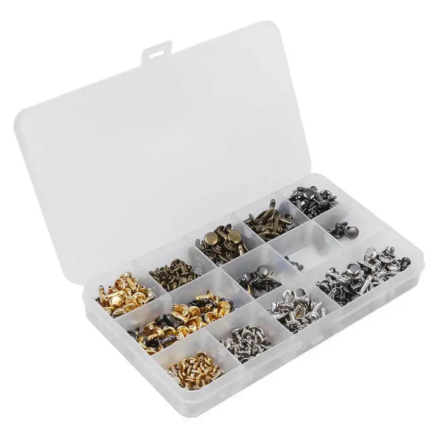 300 комплектов кожаные заклепки двойные шпильки с плоскогубцами для рукоделия