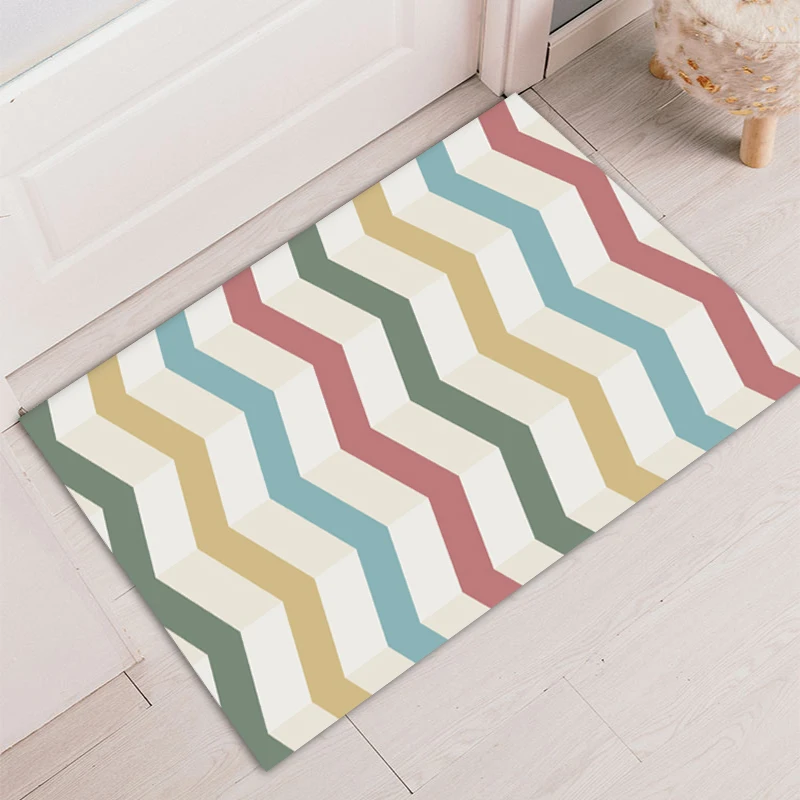 

Stripe Pattern Pattern Kitchen Rug Anti-slip Balcony Mats Non-Slip Carpets for Living Room Door Mat Entrance Home Decor