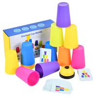 stack cup game with card kids educational montessori toys intellectual enlightenment color cognition logic training family games