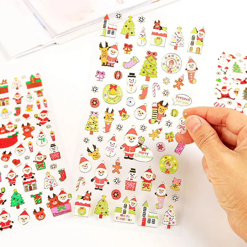 

Merry Christmas Santa Claus Gilding Gold Foil Decorative Stickers Adhesive Stickers DIY Decoration Diary Stationery Stickers