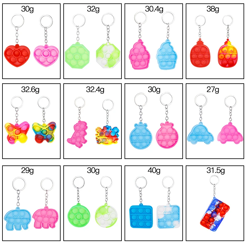 

Mini Push Bubble Sensory Toy Pops Key Chain Autism Needs Squishy Stress Reliever Fidget It Toys Child Anti-stress Push It Bubble