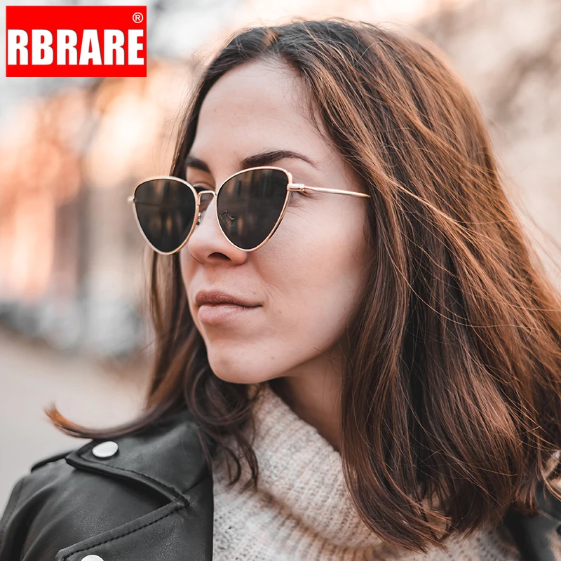 

RBRARE Vintage Triangle Cat Eye Sunglasses Women Brand Designer Small Frame Alloy Sunglasses Reflective Mirror Oculos De Sol