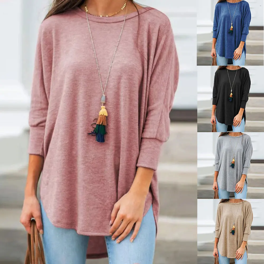 2019 горячая Распродажа женская рубашка с асимметричным подолом блузка