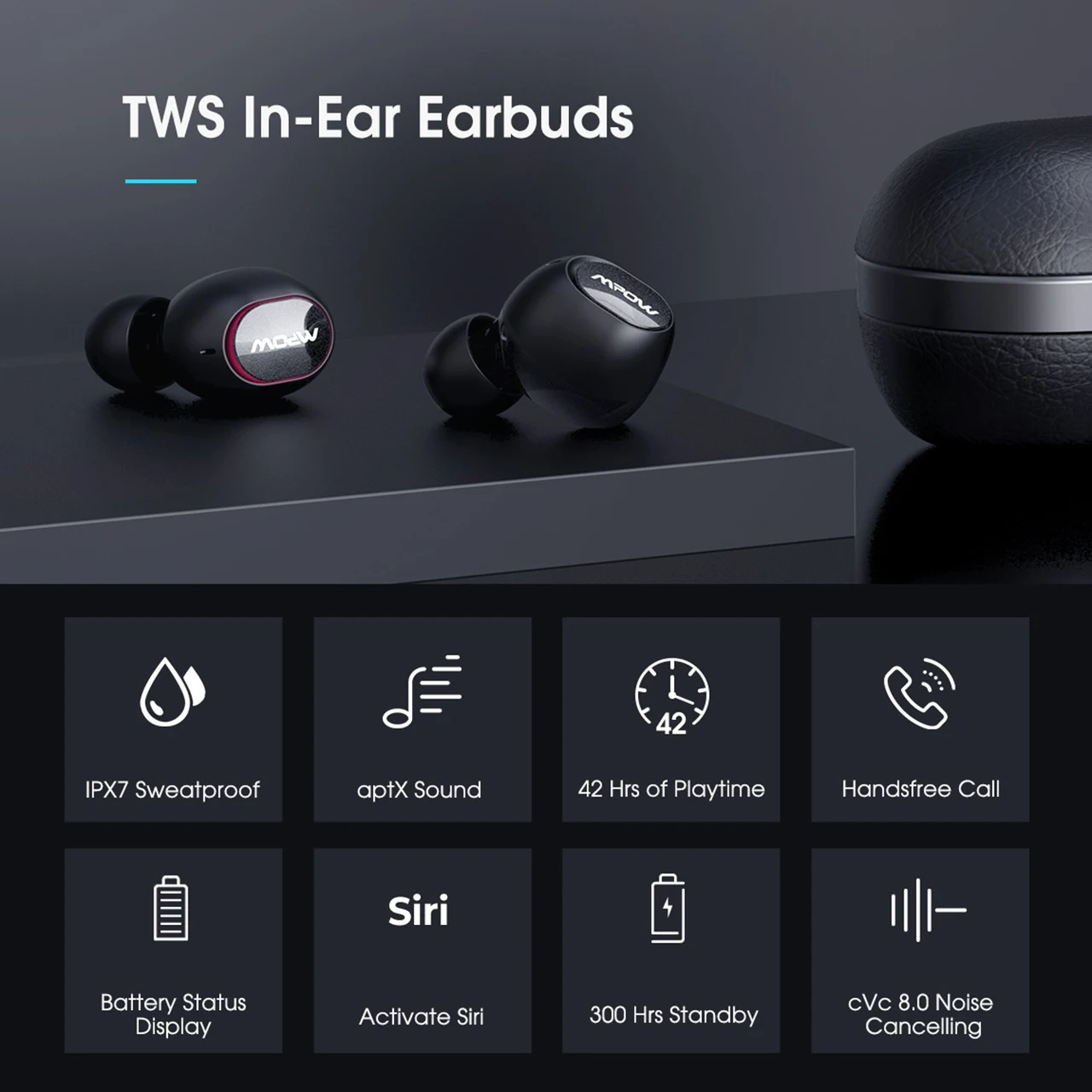 Mpow ipx7 T5/M5 TWS наушники, беспроводные наушники Bluetooth 5,0, гарнитура, Поддержка Aptx 42 h, время воспроизведения для iPhone XS, Xiaomi, huawei