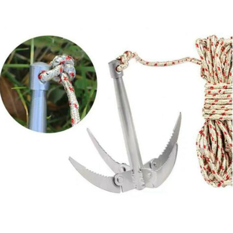 

Hot Folding Boats Anchor Grappling Hook Survival Tool with Rope Fishing Supplies DO2