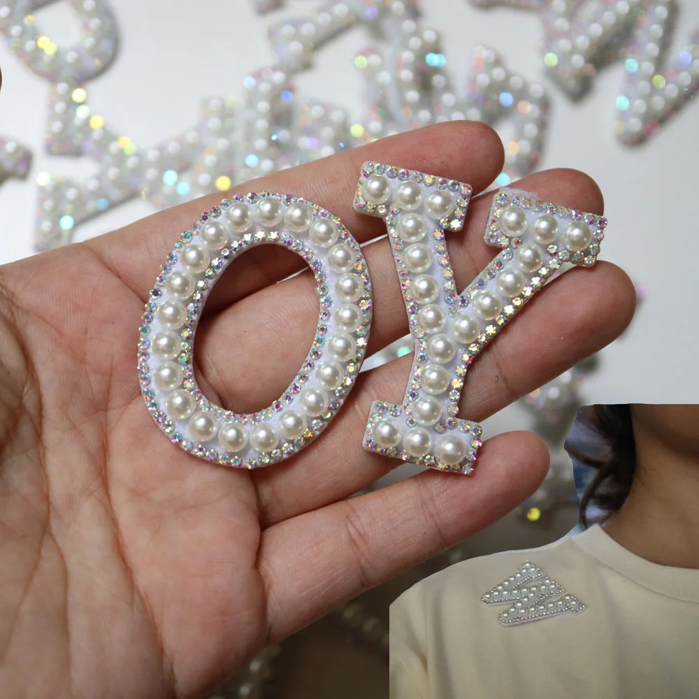 Модные вышитые бусинами нашивки с 26 английскими буквами для одежды Пришивные