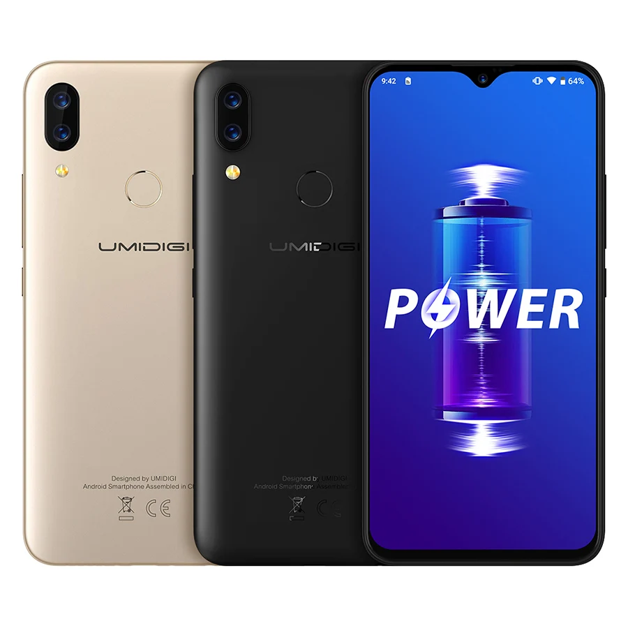 UMIDIGI power Android 9 0 5150 мАч большая батарея 18 Вт 6 3 'FHD + экран капли воды 4 Гб 64 Helio P35