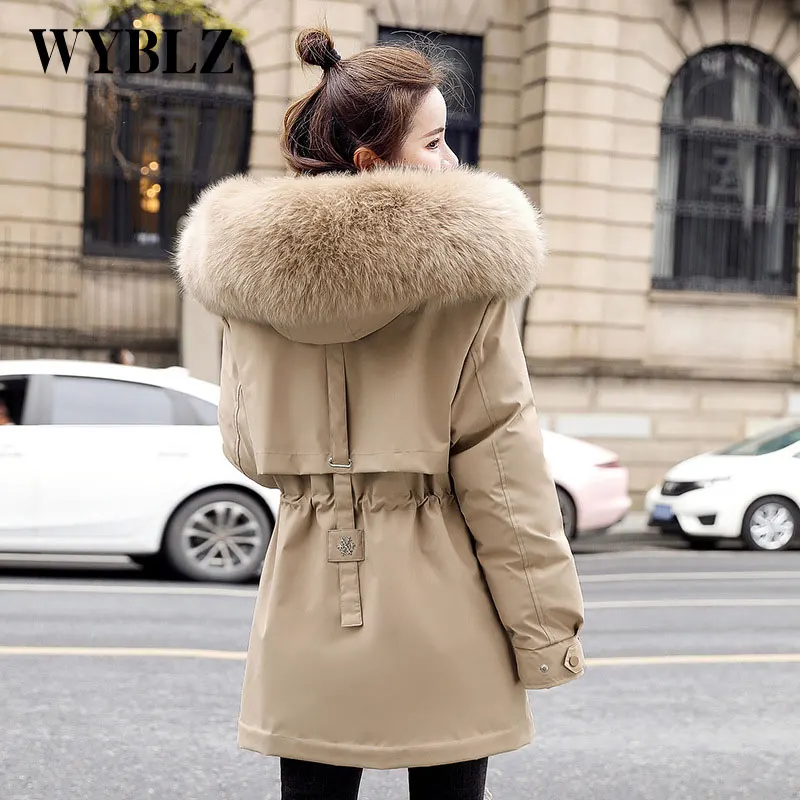 Winter Thicken Cotton Jackets Women Fashion Fur Collar Plus Velvet Parkas Female Korean Elegant Loose Zipper Women's Coat 2021
