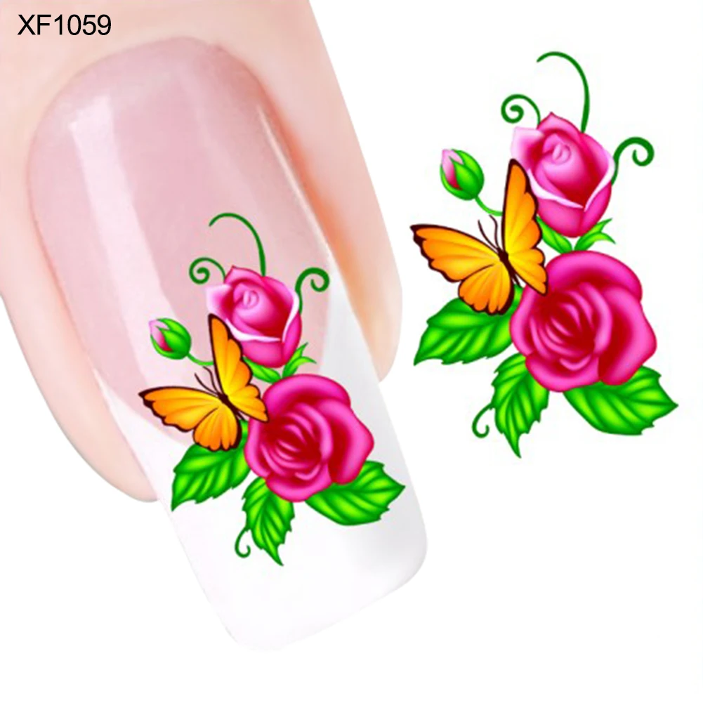 Искусство ногтей DIY Наклейка самоклеющаяся наклейка цветок бабочка шаблон