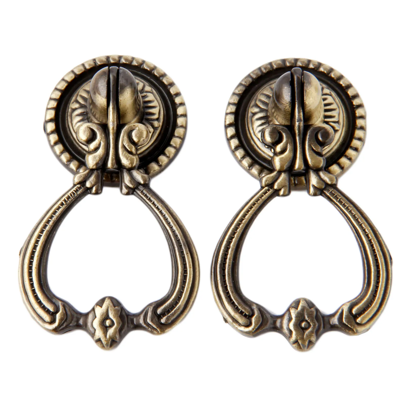 

2Pcs Antique Brass Furniture Knobs Vintage Cabinet Knobs and Handles Door Closet Cabinet Drawer Kitchen Pull Handle Home Decor